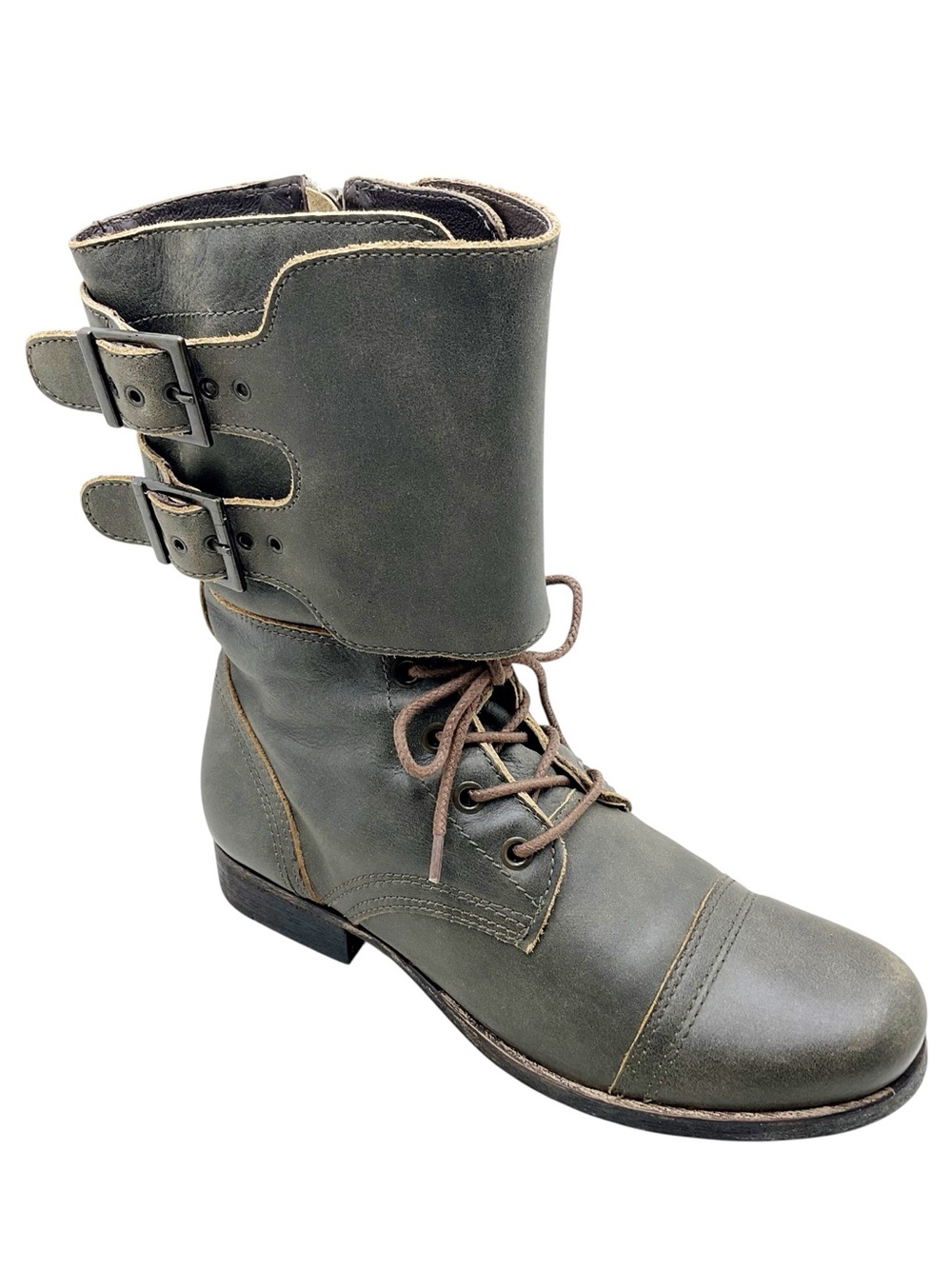 {Matisse} Lance Olive Combat Lace-Up Buckle Boots - Picture 1 of 13